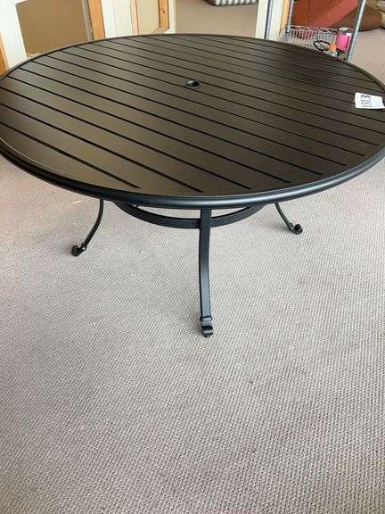 54 inch slat top wrought iron table