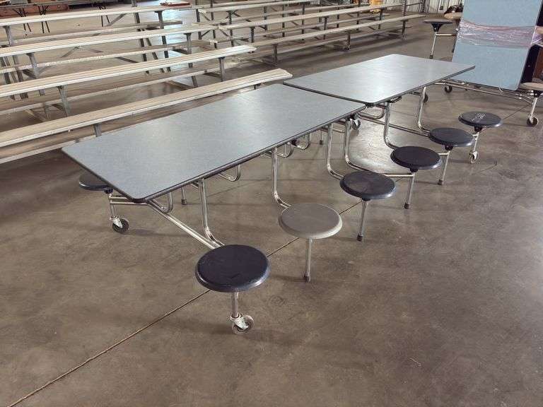 Rectangle Mobile 10 foot Cafeteria Table with 6 Stools
