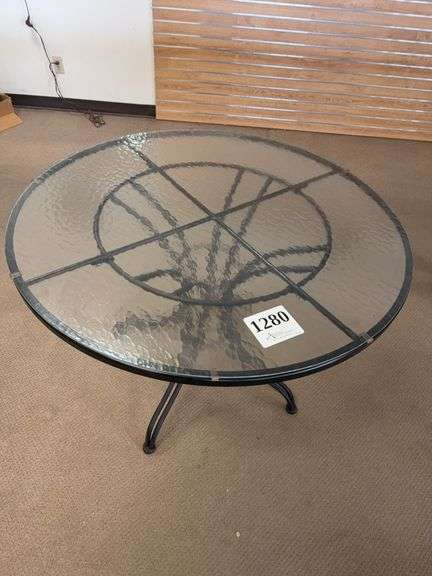 42 inch round glass top wrought iron table