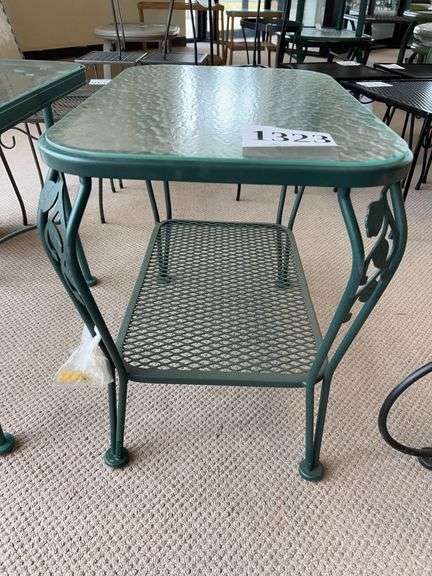 24x16 inch glass top wrought iron side table