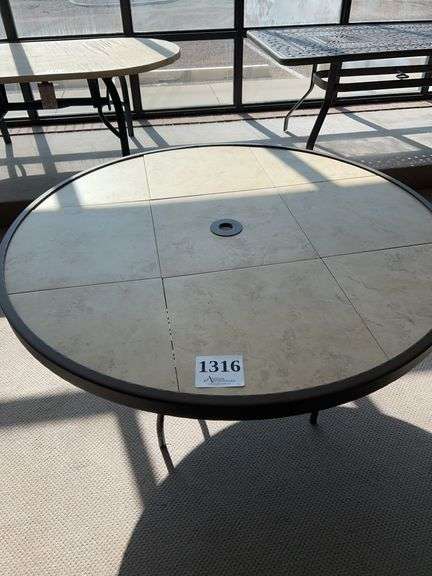 54 inch tile top wrought iron table