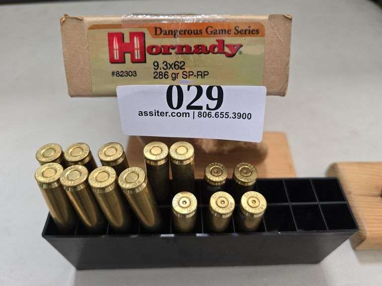 (9) Hornady 9.3 x 62 286gr SP-RP w/5 Spent Brass