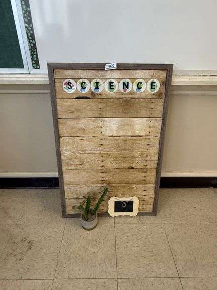 Rustic Frame with decorative cactus and small chalk board