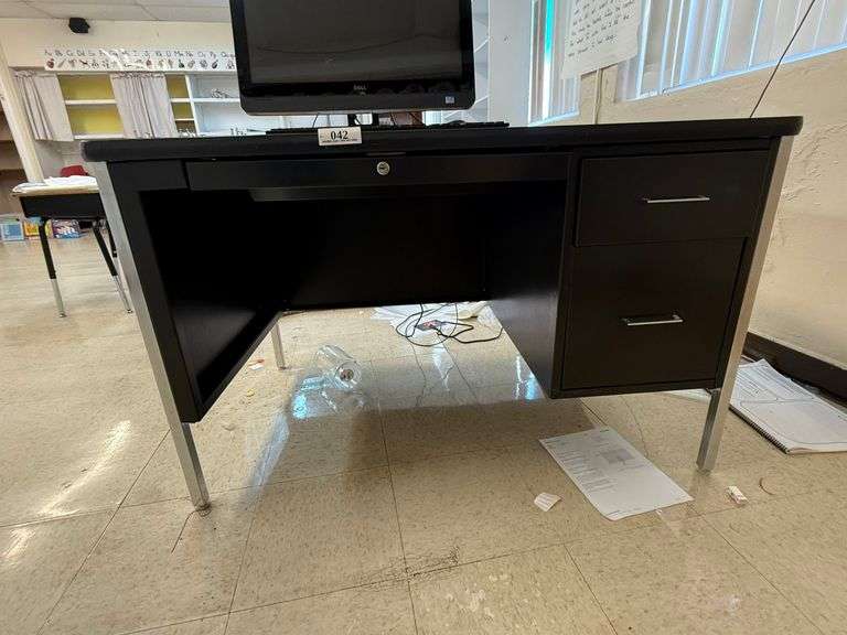 Metal Desk with Wood Top