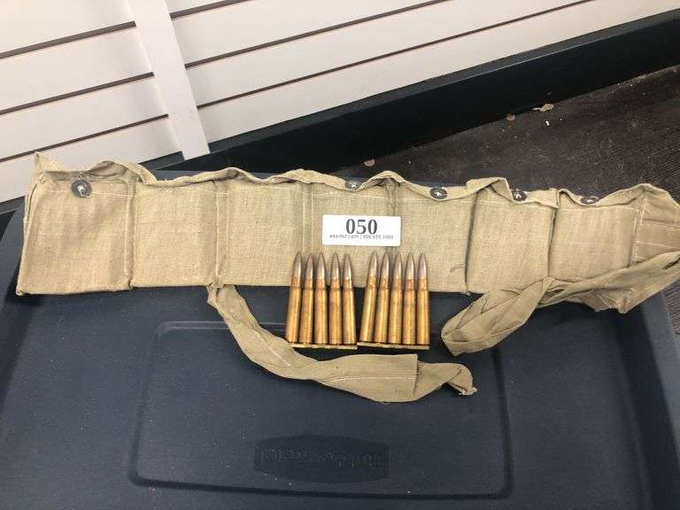 (70) Turkish Mauser 7.9mm in Bandolier Pouch on Strip Clips