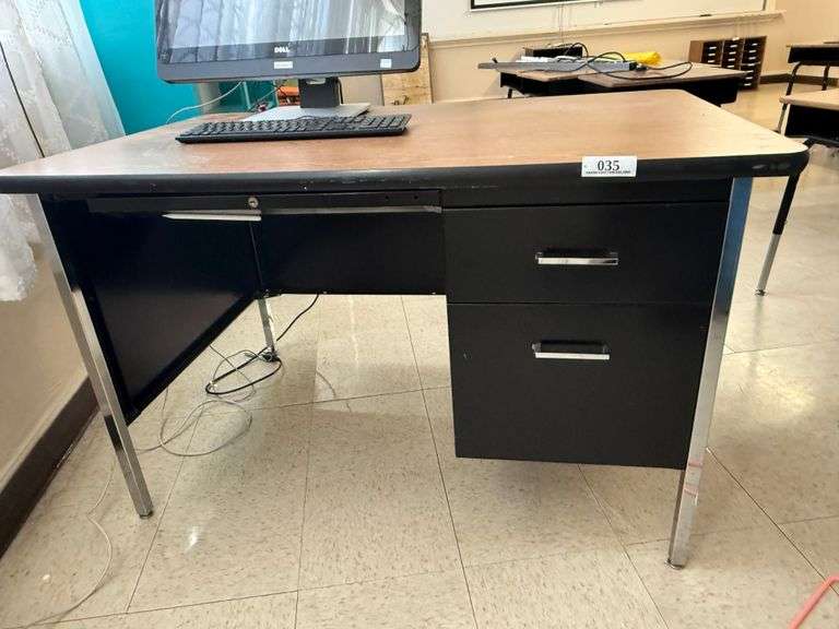 Metal Desk with Wood Top