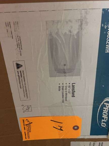 ProFlo Lansford 60" x 32" Drop-In Whirlpool Bathtub, White