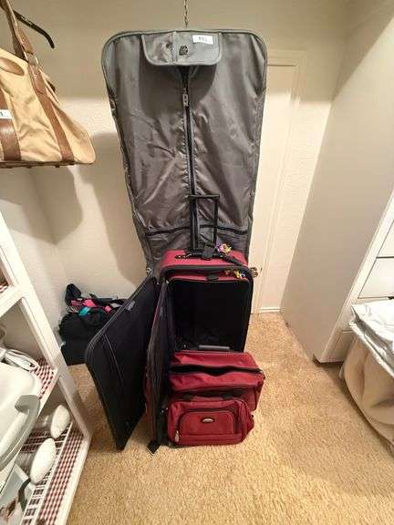 Protocol Maroon Luggage Set with Hanging Bag