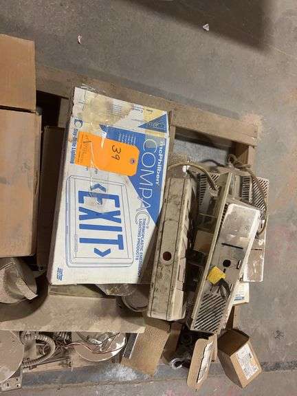 Pallet Lot of Mixed Commercial Lighting Parts w/ Lithonia Box
