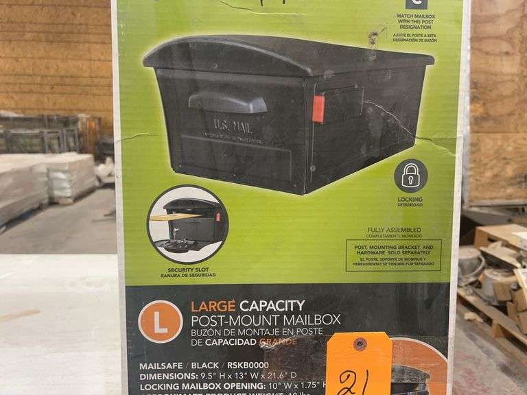 Mailsafe RSKB0000 Large Capacity Locking Post-Mount Mailbox, Black