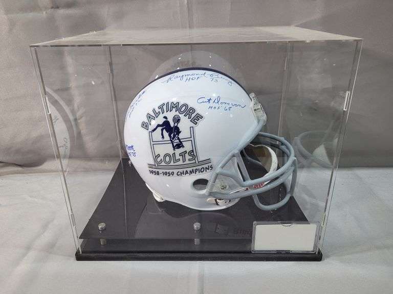 Autographed 1958-1959 Champions Baltimore Colts Helmet in Case