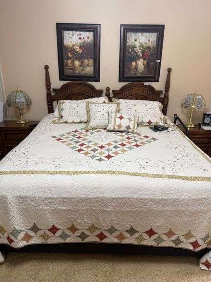 Bedroom Set with Bedding and Reverie Adjustable King Mattress