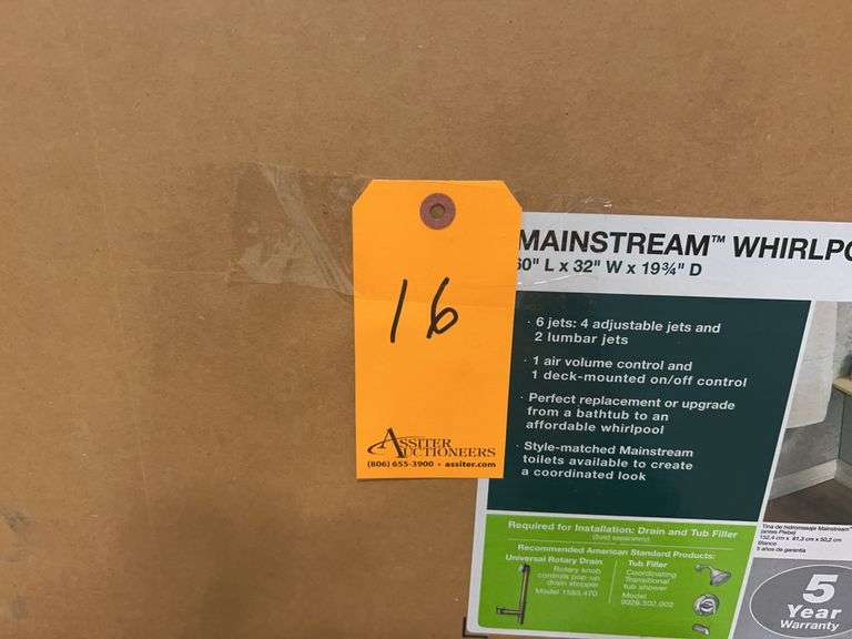 American Standard Mainstream Whirlpool Bathtub 60" x 32" White