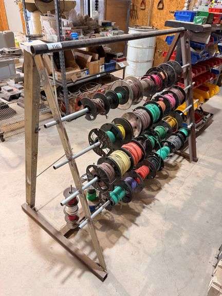 Multi-Tier Wire Spool Rack with Assorted Electrical Wire Spools ...