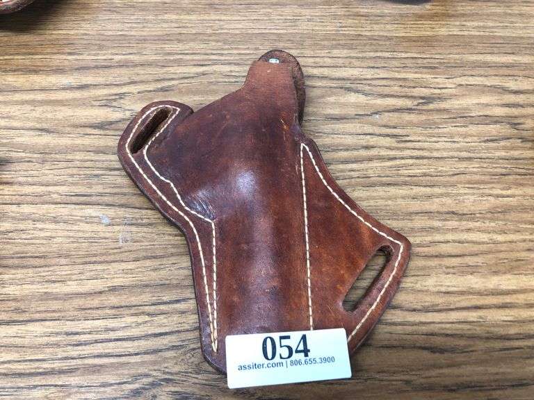 Leather Belt Holster with Snap Retention Strap