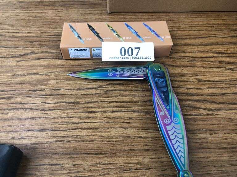SP537-RB Rainbow Folding Pocket Knife with Clip