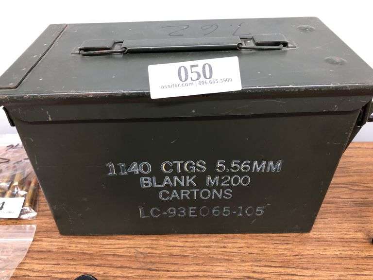 Metal ammunition can, 5.56mm blank M200 stenciled