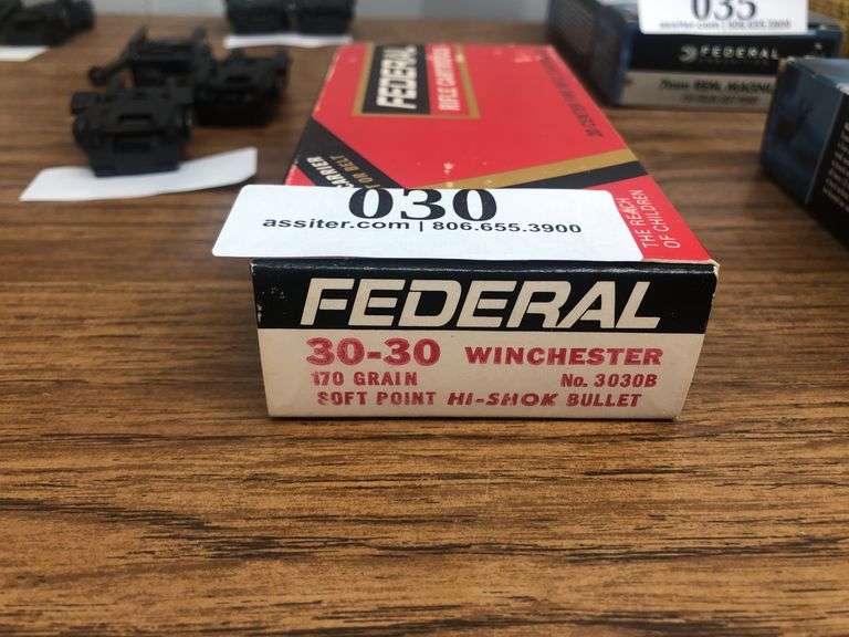 (20) Federal 30-30 Winchester 170gr Soft Point Hi-Shok Ammo (No. 3030B)