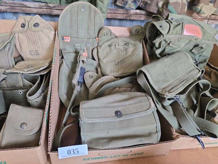 Vintage/Antique Military Ammo Pouches, Belts, Knife Scabbard, Canteen Cover