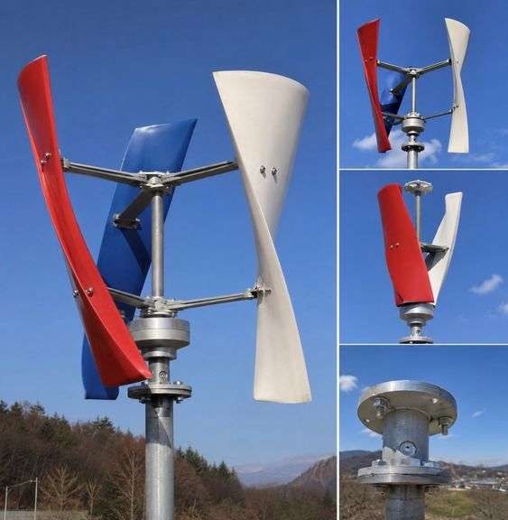 3-Blade Vertical Axis Wind Turbine Generator Kit, New in Box