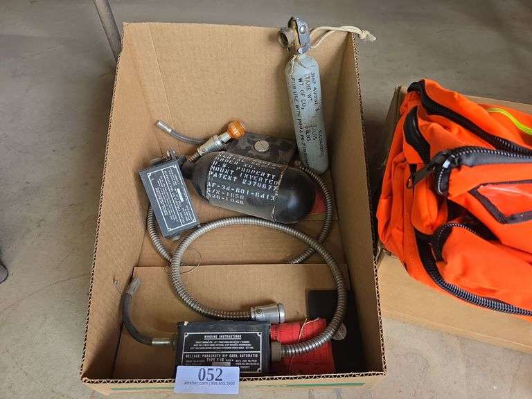 (3) Vintage Rip Cord Release & (2) CO2 or Air Bottles