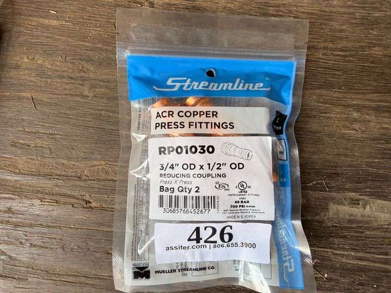 Streamline RP01030 ACR Copper Press Reducing Couplings (2)