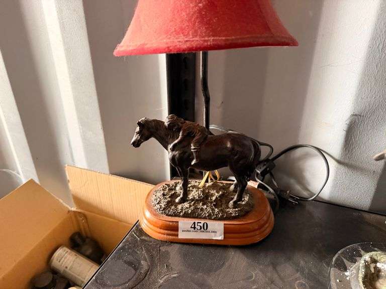 Horse and Rider Figurine on Wood Base