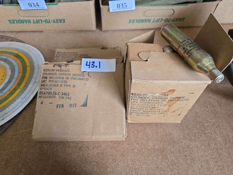 (22) Vintage CO2 Cylinders for Inflation of Pneumatic Life Preservers