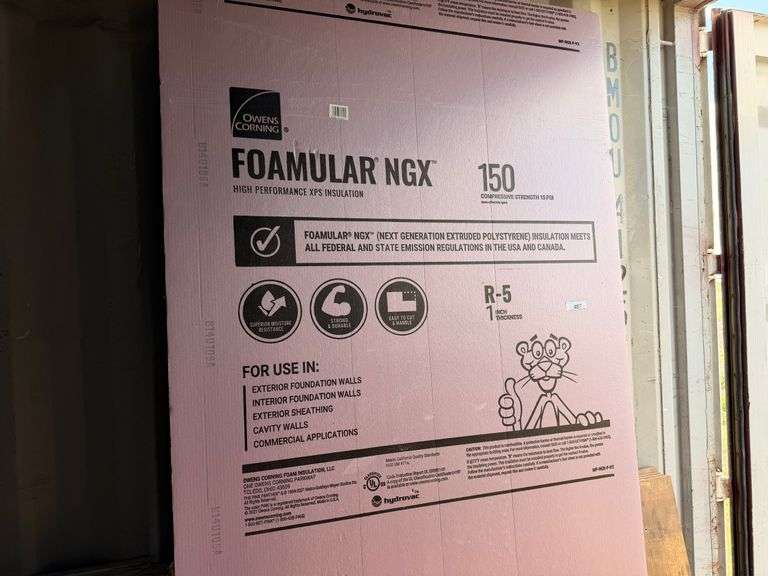 4 sheets of Owens Corning FOAMULAR NGX 150 R-5 1" Foam Insulation Boards