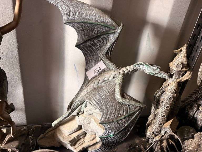 Fantasy Dragon Figurine with Castle Tower