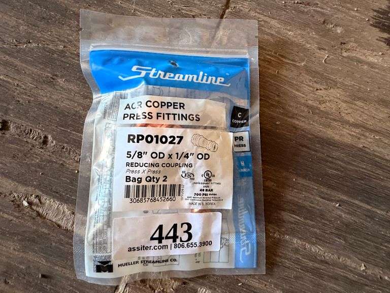 Streamline RP01027 ACR Copper Press Reducing Couplings, Bag of 2