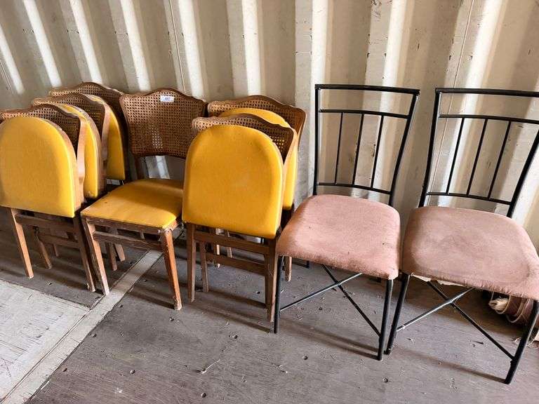 Group of 7 Mixed Chairs (5 Cane-Back, 2 Metal-Frame)