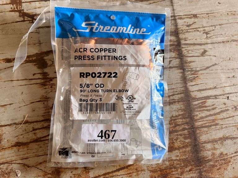 Streamline RP02722 5/8" OD 90° Long Turn Copper Press Elbows (3)