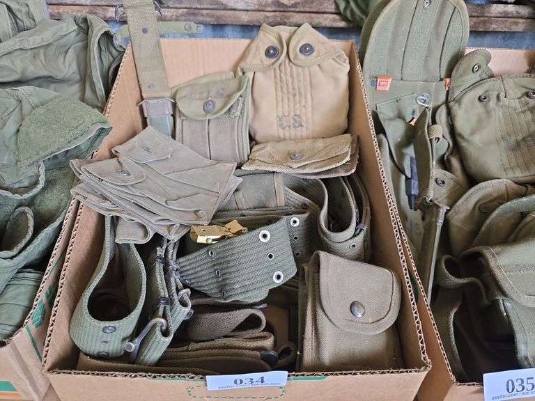 Vintage/Antique Military Ammo Pouches, Belts, Knife Scabbard, Canteen Cover