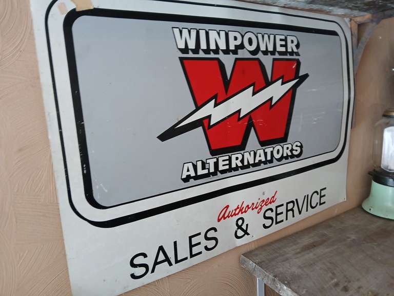 WinPower Alternators Sales & Service metal advertising sign. 36"w x 24"h