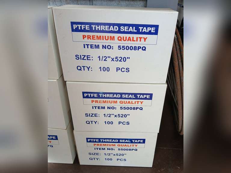 PTFE thread seal tape, 1/2" x 520", 100 pieces per box. X3