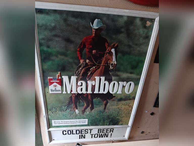 1980's Marlboro Red Metal Cigarette sign. 23"w x 34"h