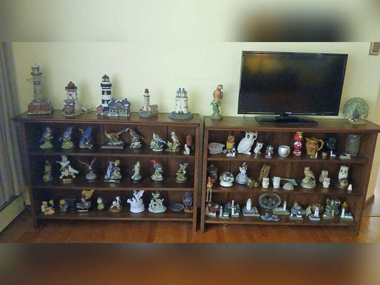 Pair dark wood bookshelves, 50w x 12d x 34h. No contents included