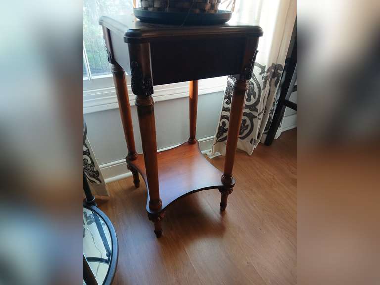 Ornate carved plant stand, 28" H