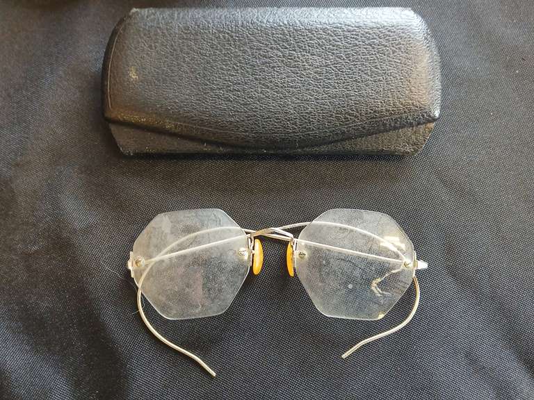 Early spectacles in leather case