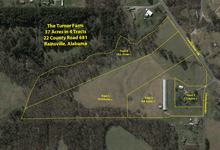 The Turner Farm, 37 Acres in 4 Tracts Rainsville, Alabama