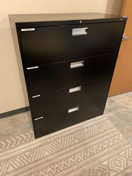 19x42in Black Four-Drawer File Cabinet