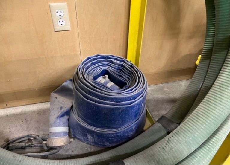 Blue fire hydrant hose
