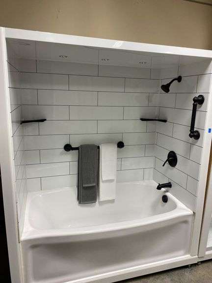 Shower Display With Tub and Black Fixtures