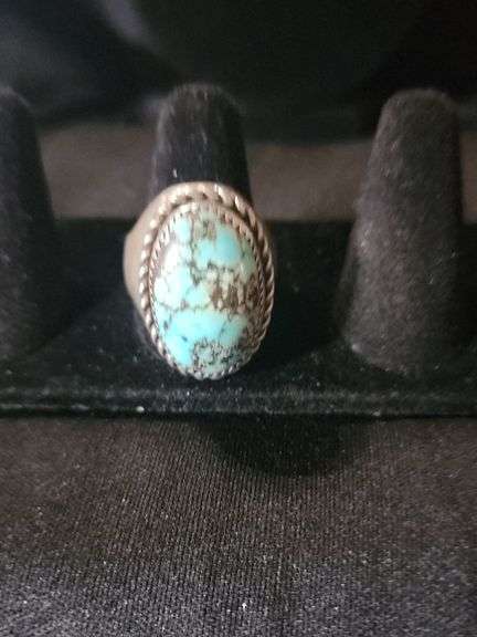 Silver ring with turquoise stone size 11