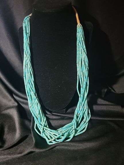 Multi strand turquoise bead necklace