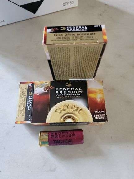 Federal premium shows 12 gauge, two 3/4-in, two boxes, 10 shells