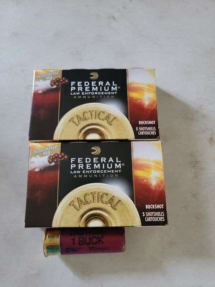Federal ammunition 12 gauge two and three quarter inch shotgun shows two boxes, 10 shells