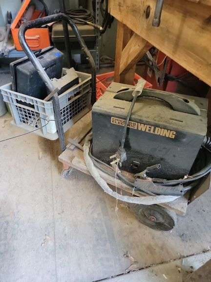 Chicago electric welding machine with cart and accessories
