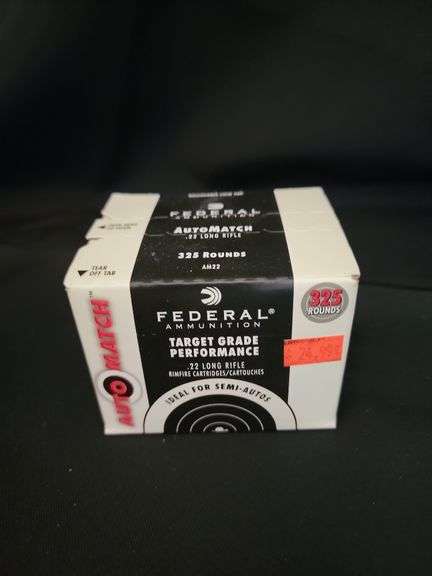 Unopened Federal auto match .22 long rifle 325 rds